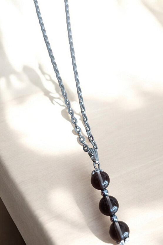 Dumanlı kuvars Taşı kolye Dumanlı kuvars kolye doğal taş kolye zincirli kadın kolye hediyelik kolye