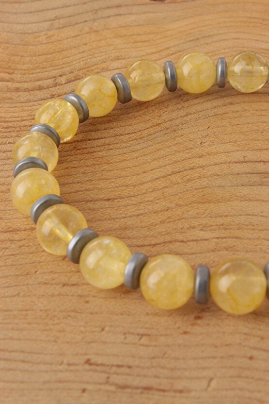 Sitrin hematit Doğal Taş Bileklik