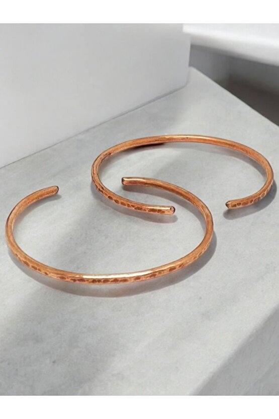 Saf Bakır 2 Li Bilezik Set