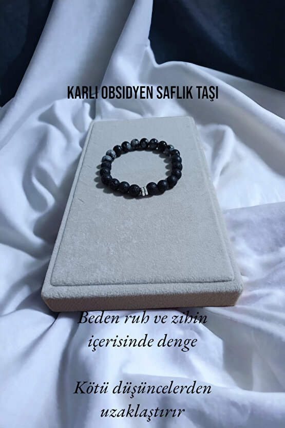 DOĞAL TAŞ - KARLI OBSİDYEN - LAV - SAFLIK TAŞI ( RUH BEDEN ZİHİN DENGE )( 18-19 CM )