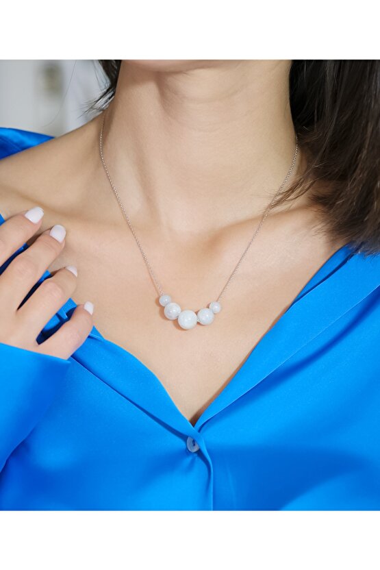 925 Ayar Ay Taşı Gümüş Kolye