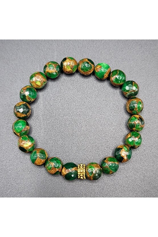 Sertifikalı Doğal Mozaik Yeşil Kuvars Taşı Bileklik