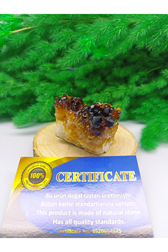 SİTRİN DOĞAL TAŞ STANDLI (SERTİFİKALI)(195 GRAM)