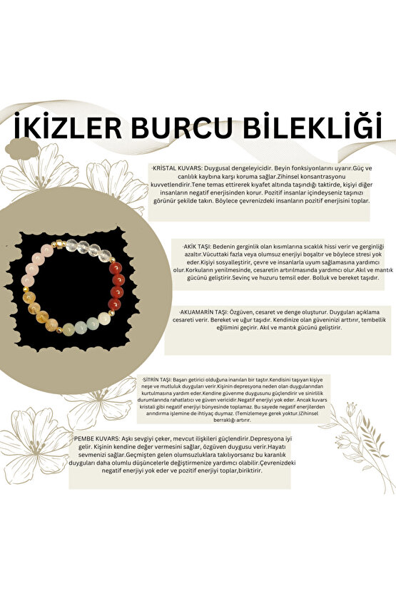 Ikizler Burcu Doğal Taş Bileklik