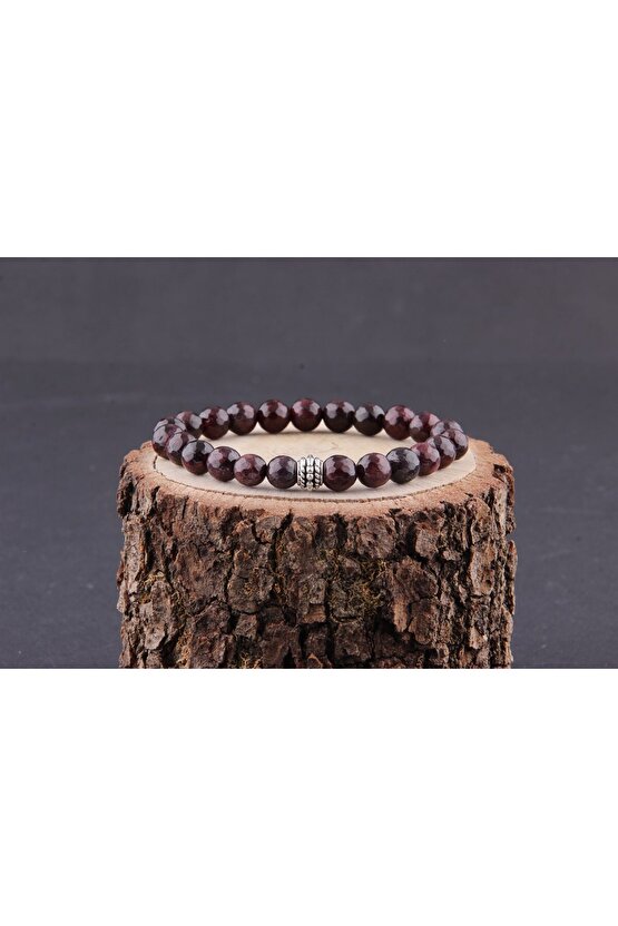 Granat Lal Doğal Taş Bileklik 8 mm