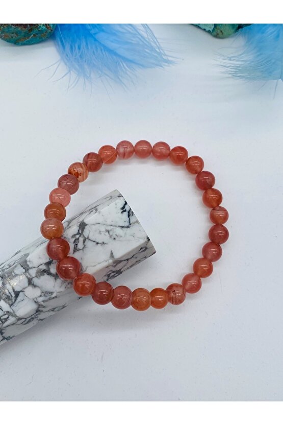 Akik Hakiki Yemen Doğal Taş Bileklik 8mm