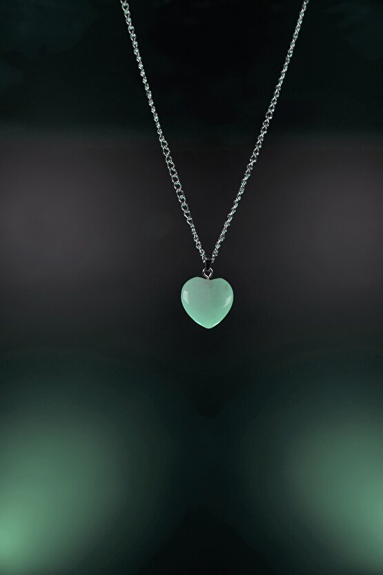 Aventurin Doğaltaş Kalp Kesim Kolye