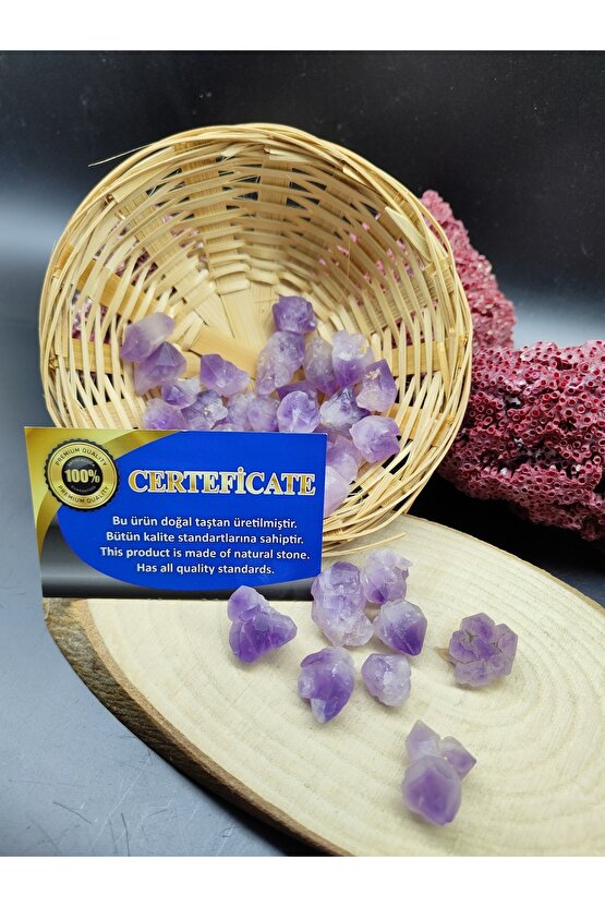 Ametist Diş Cüzdan Boy Doğal Taş (sertifikalı)