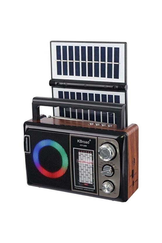 GÜNEŞ PANELLİ NOSTALJİK FM RADYO BLUETOOTH HOPARLÖR ŞARJLI KABLOSUZ SPEAKER SD KART USB GİRİŞLİ