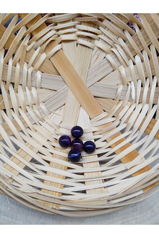 5 Adet Ametist Doğal Taş Boncuk (8 MM)