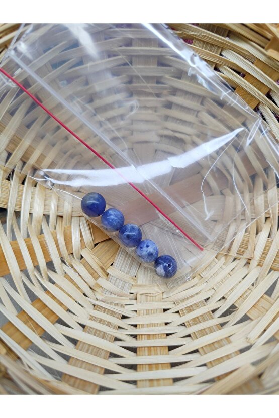 5 Adet Sodalit Doğal Taş Boncuk (8 MM)