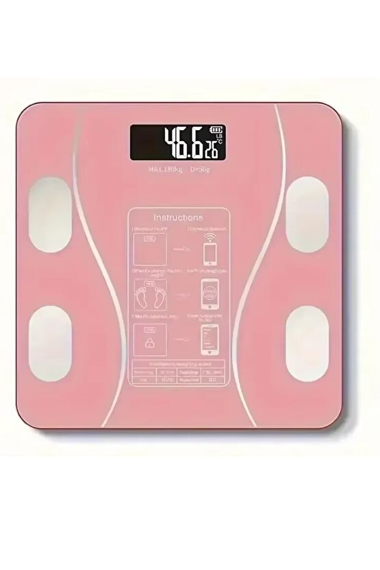 Dijital Baskül Yağ Su Kas Vücut Kitle Endeksi Kilo Ölçer Tartı Bluetooth lu