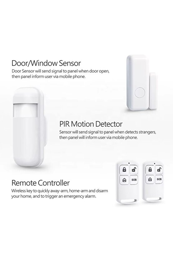 EV VE İŞYERİ İÇİN UZAKTAN KUMANDALI ALARM SİSTEMİ WİFİ-GSM HATLI HAREKET SENSÖRLÜ ŞARJLI ALARM SETİ