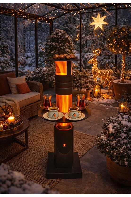 FÜZE TİPİ PELET SOBASI CAM SOBA ROKET SOBA BAHÇE CAM BALKON KIŞ BAHÇESİ CAFE KAMP TİPİ TEPSİLİ KÜÇÜK