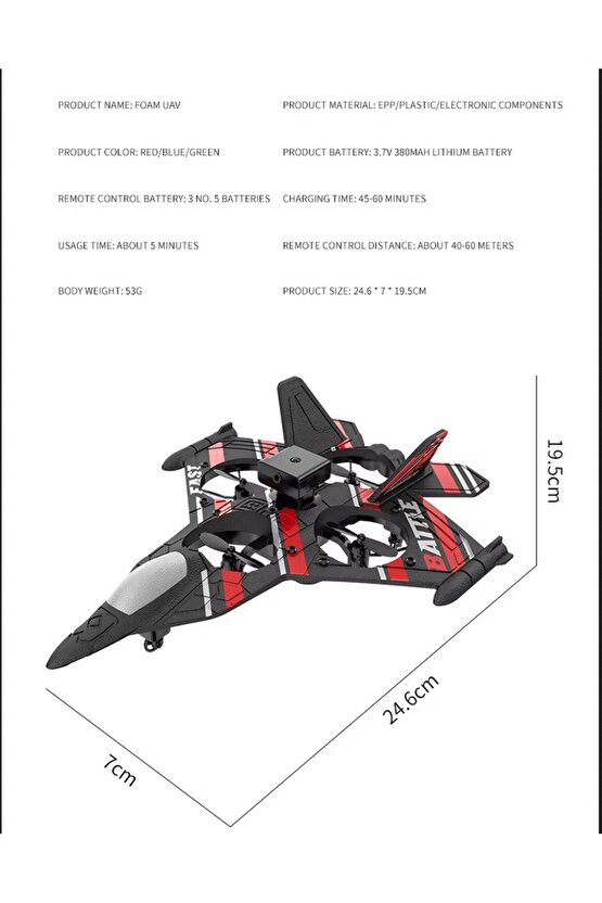 UZAKTAN KUMANDALI DRONE KUMANDALI KÖPÜK RC UÇAK GYRO STABİLİZE ENGEL KAÇINMA KAMERALI WİFİ APP PLANE