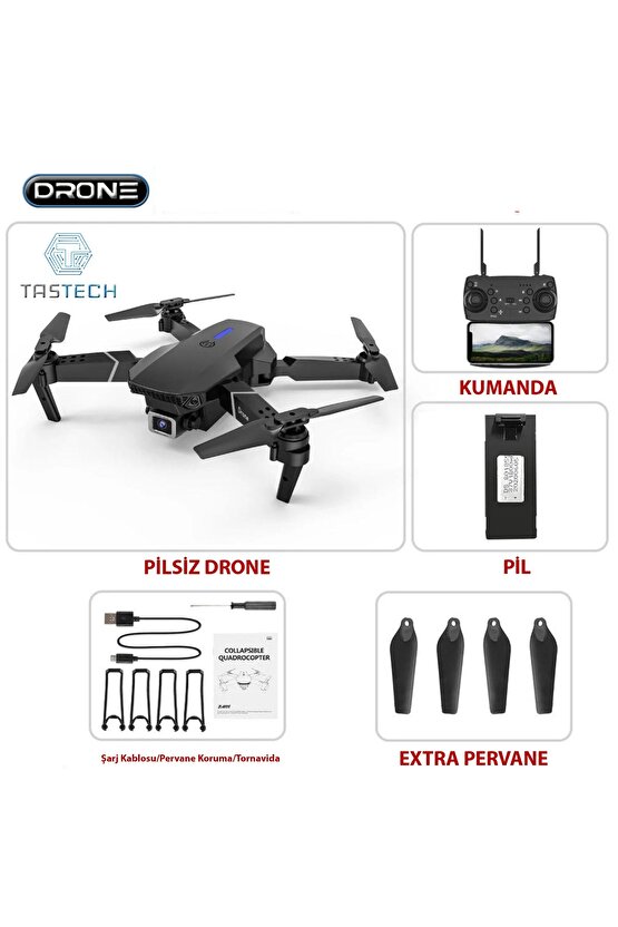 720P KAMERALI DRONE E88 KATLANABİLİR UZAKTAN KUMANDALI APP DESTEKLİ QUADCOPTER