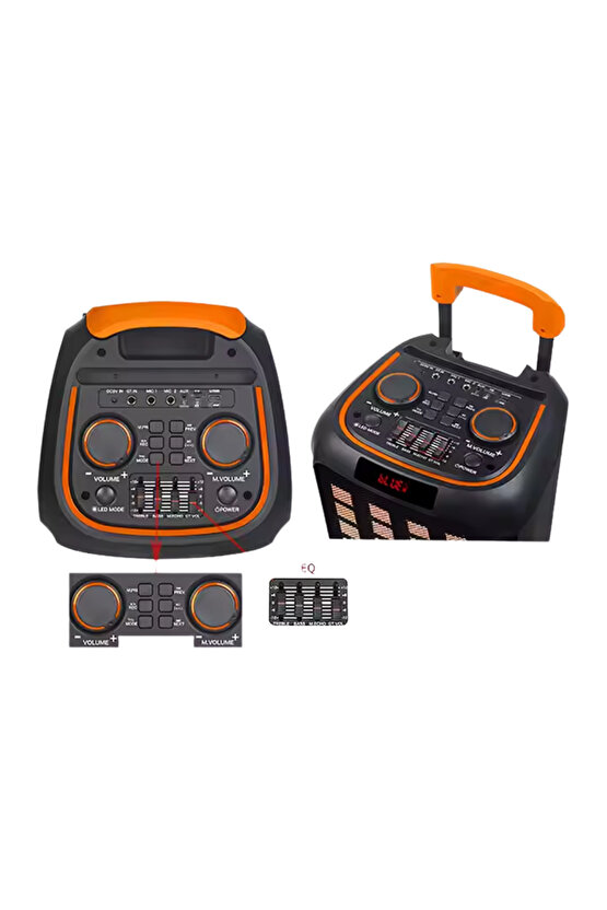 1095 Şarjlı Taşınabilir Bluetooth Parti Hoparlörü 2*8 inc Karaoke