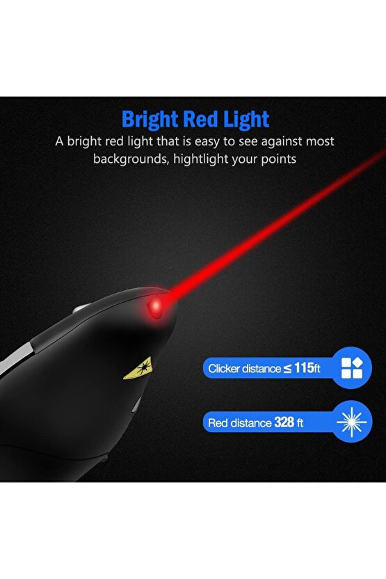 Kablosuz Sunucu PPT Kontrol Cihazı Sunum Uzaktan Kumanda Lazer İşaretçi USB Fare Tıklayıcı