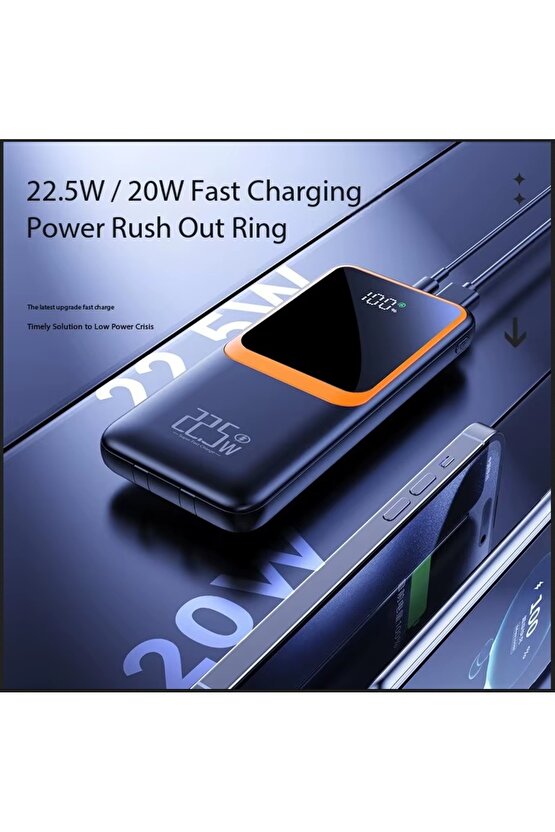 22.5W PD POWERBANK HIZLI ŞARJ DİJİTAL GÖSTERGE QUİCK CHARGE 3.0 TYPE-C TAŞINABİLİR ŞARJ ALETİ 5V-3A