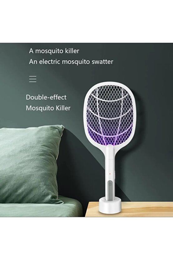 Elektrikli sineklik raket USB şarj edilebilir Fly UV işık lambası ile şarjlı sinek öldürücü tuzak