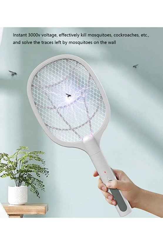 Elektrikli sineklik raket USB şarj edilebilir Fly UV işık lambası ile şarjlı sinek öldürücü tuzak