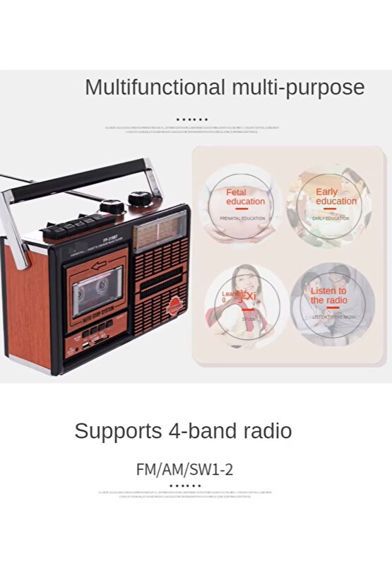 NOSTALJİK RADYO BLUETOOTH SPEAKER KASETÇALAR KABLOSUZ HOPARLÖR FM RADYO SD KART USB TEYP