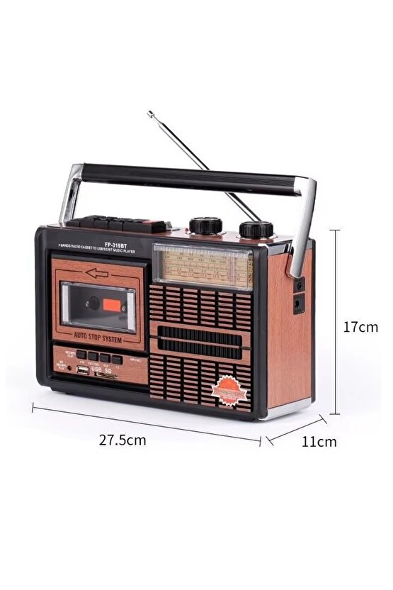 NOSTALJİK RADYO BLUETOOTH SPEAKER KASETÇALAR KABLOSUZ HOPARLÖR FM RADYO SD KART USB TEYP