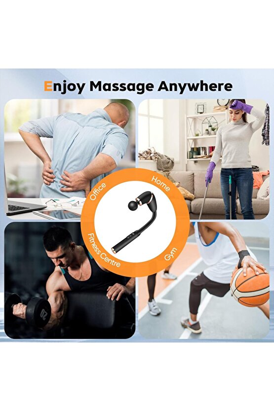 UZUN SAPLI ŞARJLI MASAJ TABANCASI U ŞEKLİNDE DERİN DOKU KAS TÜM VÜCUT MASAJ ALETİ 3 MOD 6 KADEME