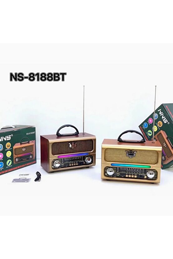 NOSTALJİK RADYO BLUETOOTH SPEAKER ŞARJLI SD KART USB GİRİŞLİ MP3 ÇALAR KABLOSUZ HOPARLÖR