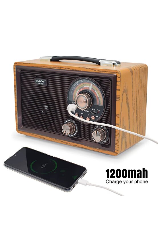 NOSTALJİK RADYO BLUETOOTH SPEAKER ŞARJLI SD KART USB GİRİŞLİ MP3 ÇALAR KABLOSUZ HOPARLÖR