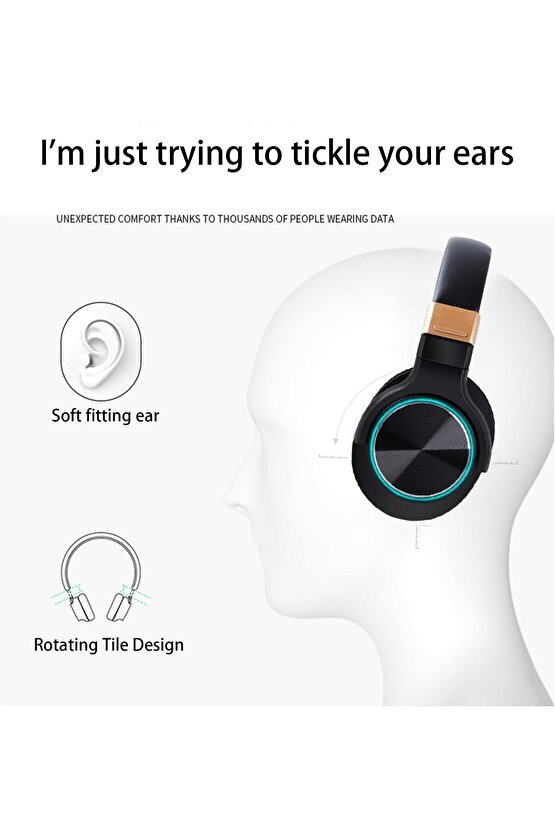 BLUETOOTH KULAKLIK SD KART VE AUX GİRİŞLİ ŞARJLI KABLOSUZ KULAKLIK MİKROFONLU FM RADYOLU SUPER BASS