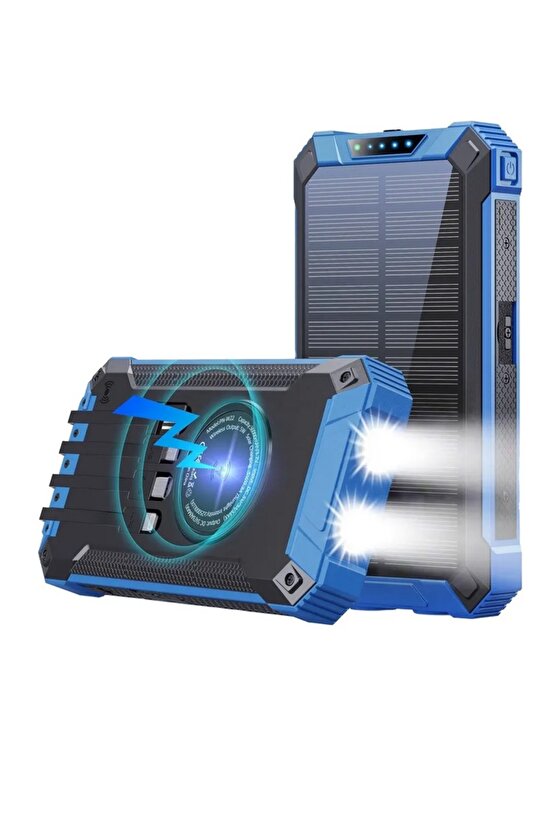 10000MAH POWERBANK SOLAR GÜNEŞ ENERJİLİ WİRELESS KABLOSUZ ŞARJ ÖZELLİKLİ TAŞINABİLİR ŞARJ LED IŞIKLI