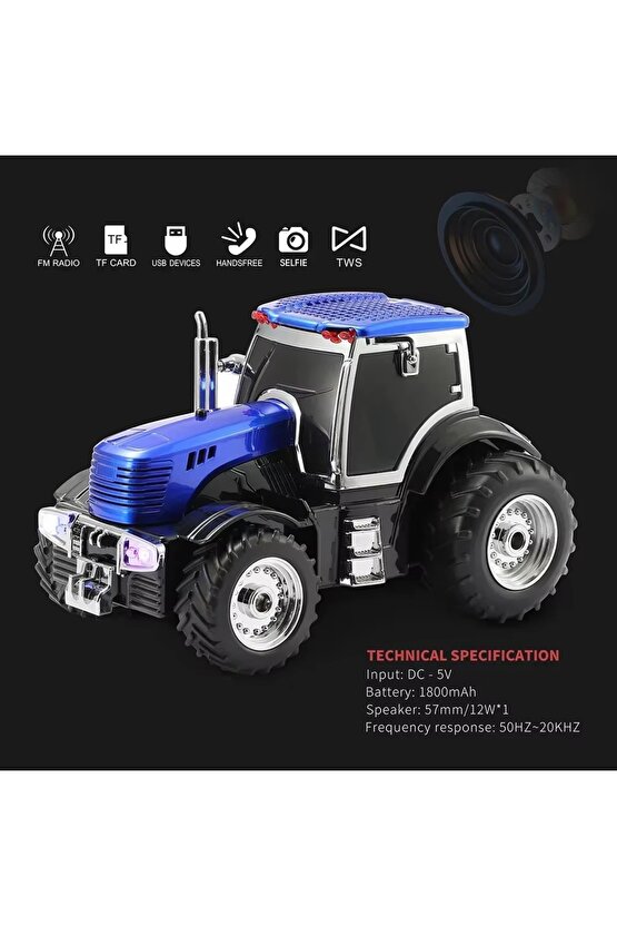 TRAKTÖR ŞEKLİNDE BLUETOOTH HOPARLÖR ŞARJLI KABLOSUZ SPEAKER FM SD KART USB