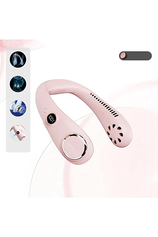 BOYUNA TAKILAN FAN MİNİ KLİMA SERİNLETİCİ VANTİLATÖR LED EKRANLI 3 SEVİYE ŞARJLI BOYUNLUK FAN