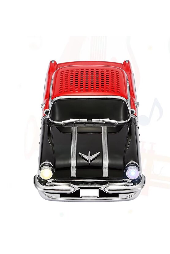 NOSTALJİK ARABA ŞARJLI LED IŞIKLI KABLOSUZ HOPARLÖR BLUETOOTH SPEAKER  FM RADYO SD KART USB