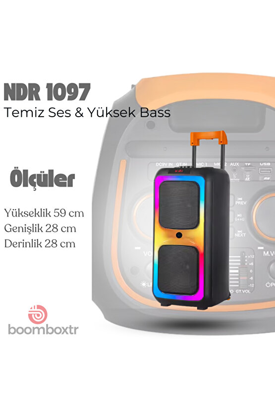 Siyah Ultra Güçlü Kaliteli Profosyonel Bt Hoparlör-(TAŞINABİLİR ANTASTİK RENKLİ IŞIKLI)