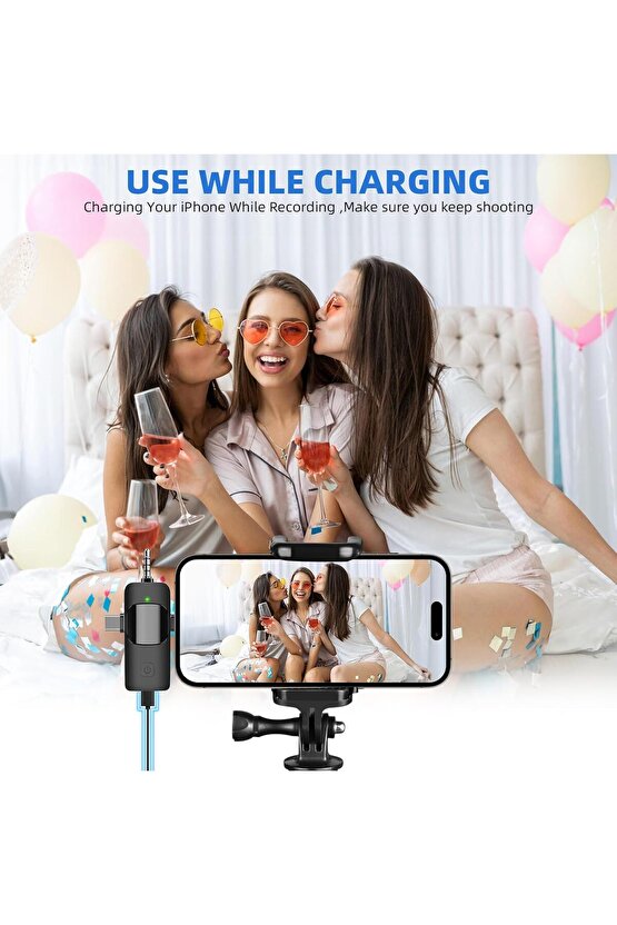 2 Lİ KABLOSUZ YAKA MİKROFONU iOS, Android, Kamera, USB-C  , Video Kaydı, Vloglama, YouTube uyumlu