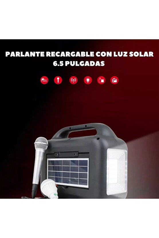 MİKROFONLU BLUETOOTH HOPARLÖR GÜNEŞ ENERJİLİ KAMP LAMBASI POWERBANK FM-SD KART-USB GİRİŞLİ ŞARJLI