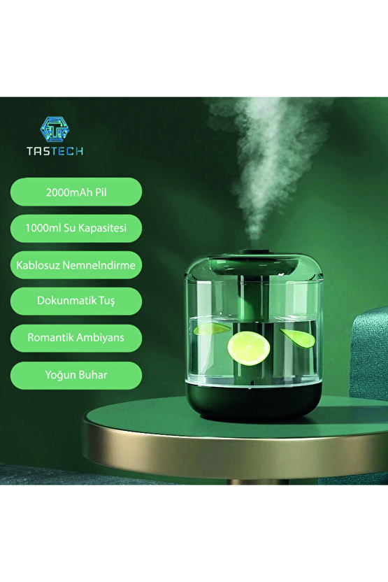 1L Sessiz Oda Hava Nemlendirici Gece Lambası Şarjlı Ev Ofis için Aroma Theraphy Uçucu Yağ Difüzör