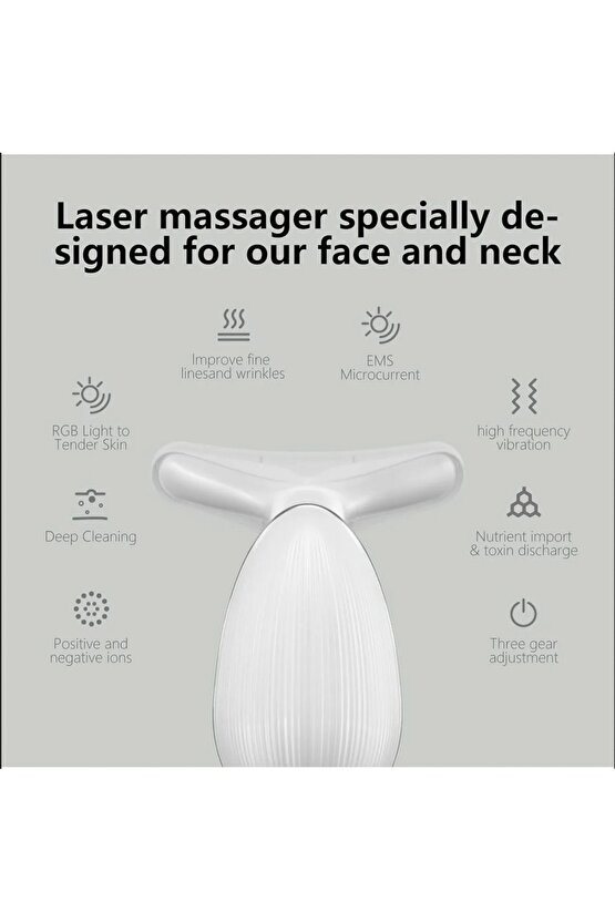 Yüz Masaj Aleti Kırışıklıklara Karşı Yüz Bakım Aleti 3 Modlu Şarjlı Boyun Yüz Cilt Germe Aleti BEYAZ