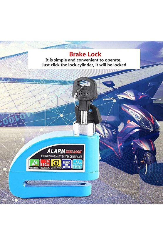 6mm motorsiklet scooter bisiklet disk kilidi 110 db alarmlı kilit su geçirmez alarm disc lock