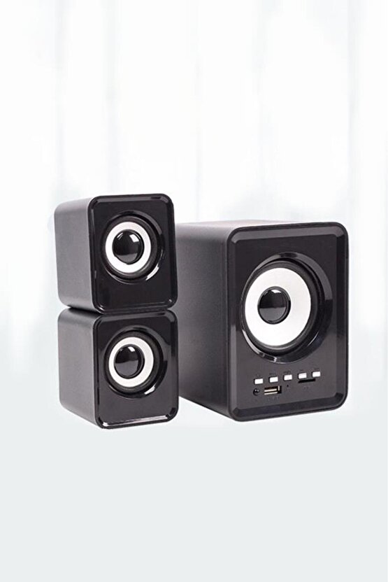 Bluetooth Hoparlör 3.5mm Jack Kablolu Bilgisayar Hoparlörü D23 Siyah