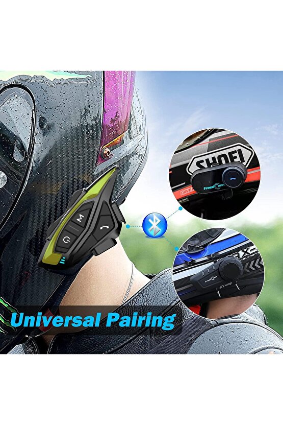 Motorsiklet Kask Bluetooth Kulaklık Mikrofonlu Fm Radyolu 8 Kişilik Çoklu Eşleşme Helmet Intercom