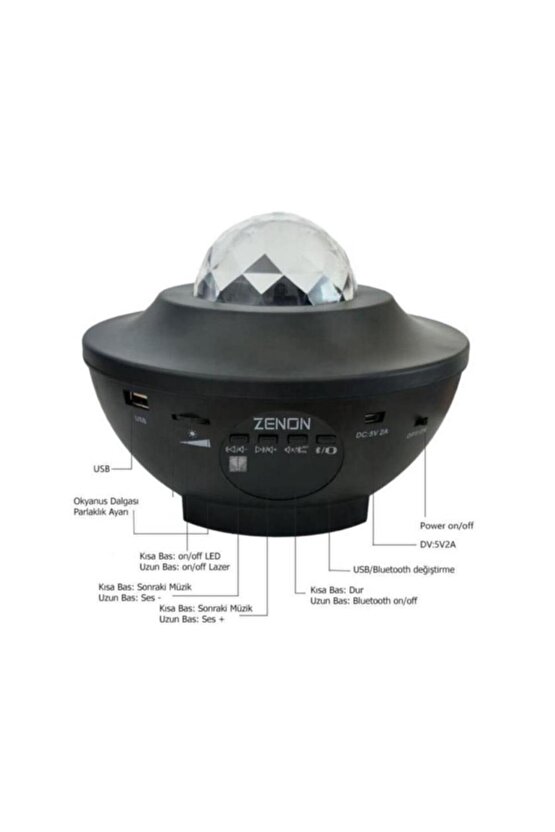 Starry Projektör Bluetooth Hoparlör Gece Lambası RGB Led Işıklı Parti Hoparlörü Speaker