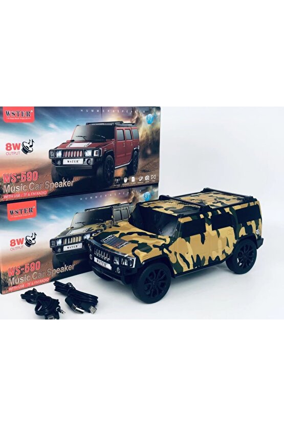Ws-590 Hummer Oto Tasarımlı Bluetooth Hoparlör Sd Kart Usb Fm Radyolu Kablosuz Speaker