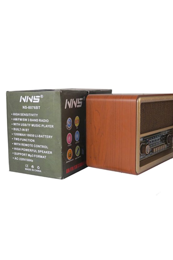 Kablosuz Nostaljik Radyo Bluetooth Hoparlör Fm Radio Sd Kart Usb Girişli Şarjlı Speaker