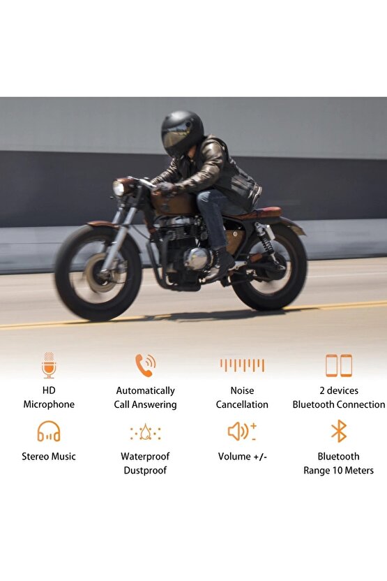 Motosiklet Kask Bluetooth Kulaklık Interkom Su Geçirmez Kablosuz Mikrofonlu Çift Kulaklık Eşleşme