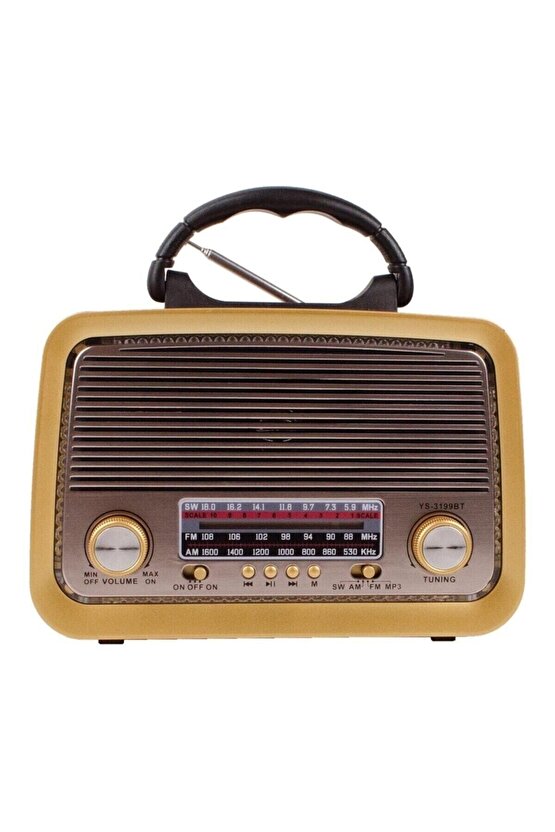 Fm Radyolu Fenerli Bluetooth Hoparlör Radyo Sd Kart Usb Girişli Mp3 Müzik Çalar