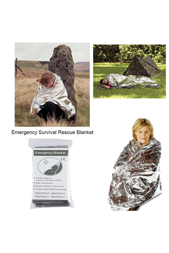 130x210cm Folyo Mylar Termal Battaniye Sizi Sıcak Tutar Acil Termal Battaniye Vücut Isısını Korur...