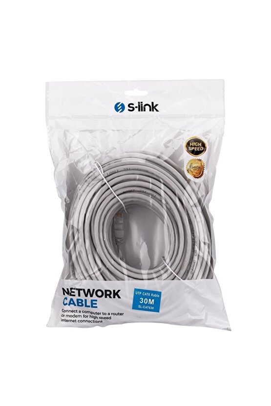 Sl-cat630 Network Internet Kablo 30 Metre Cat6 Örgülü Dayanıklı Kablo